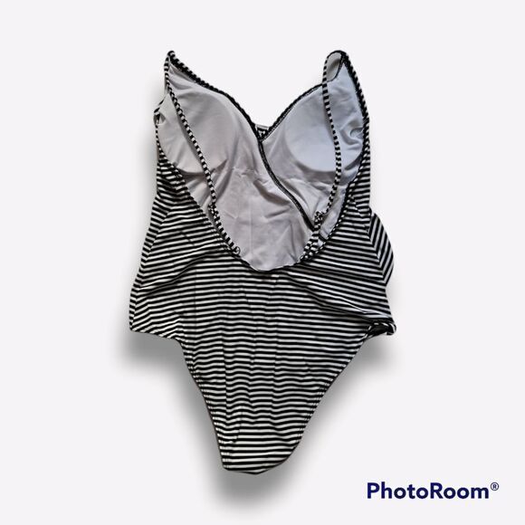 Misty Pearl One Piece Swimsuit Black White Stripes Various - Picture 3 of 6